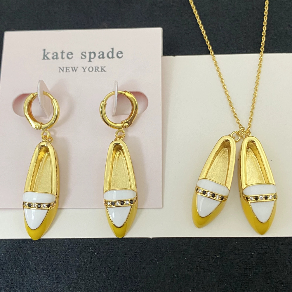 Kate SPADE Enamel 3D Shoe Inlaid Zircon Earring Necklace
